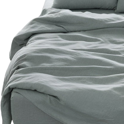 Four Piece Blue Linen Queen Sheet Set
