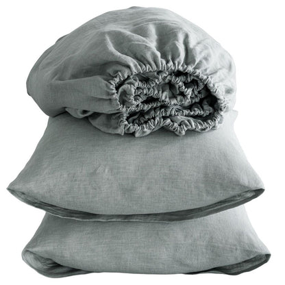 Four Piece Slate Gray Linen King Sheet Set