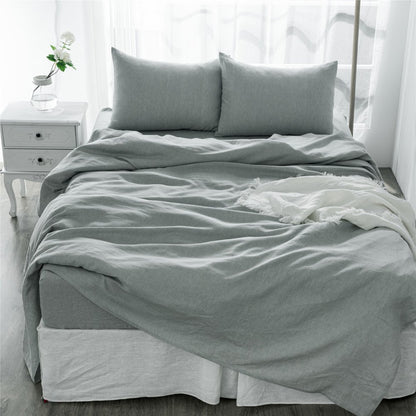 Four Piece Blue Linen King Sheet Set