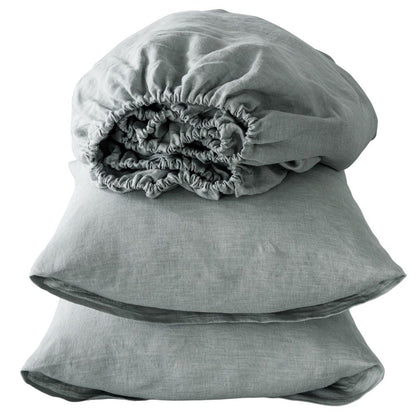 Four Piece Slate Gray Linen King Sheet Set