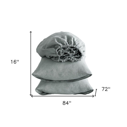 Four Piece Blue Linen Sheet Set