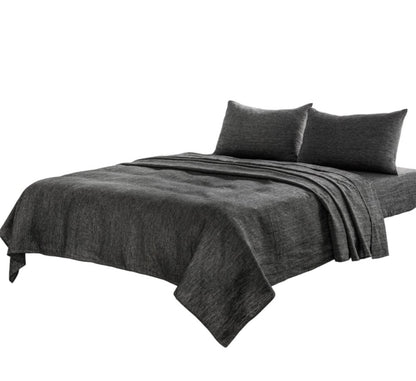 Four Piece Onyx Linen Sheet Set