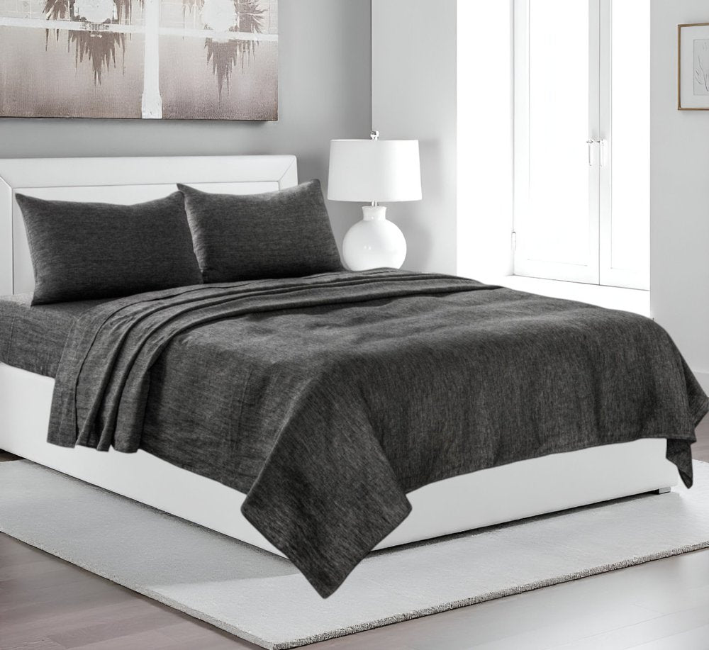 Four Piece Onyx Linen Sheet Set