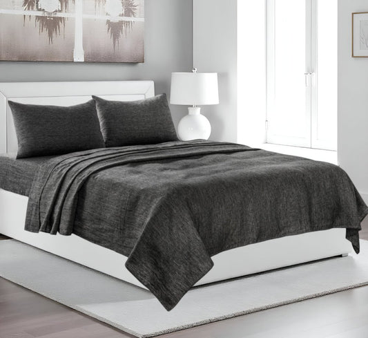 Four Piece Onyx Linen Sheet Set