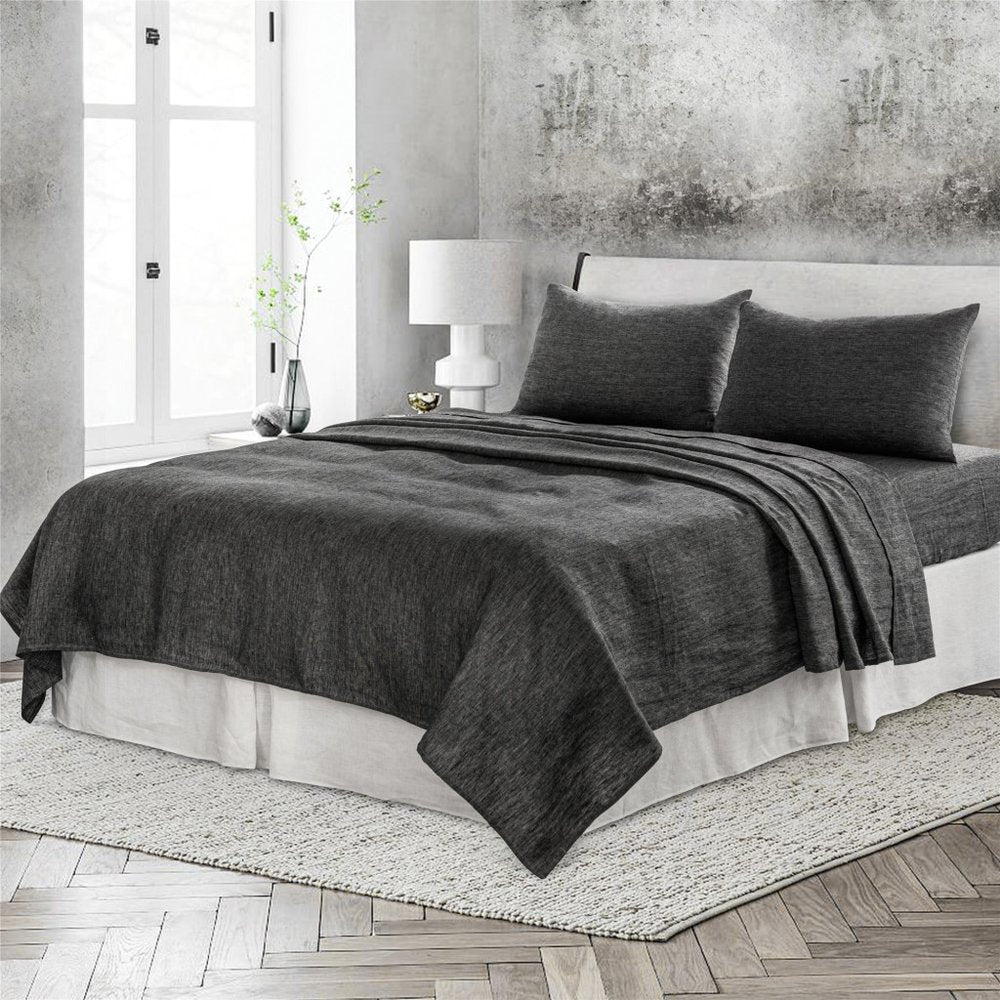 Four Piece Onyx Linen Sheet Set