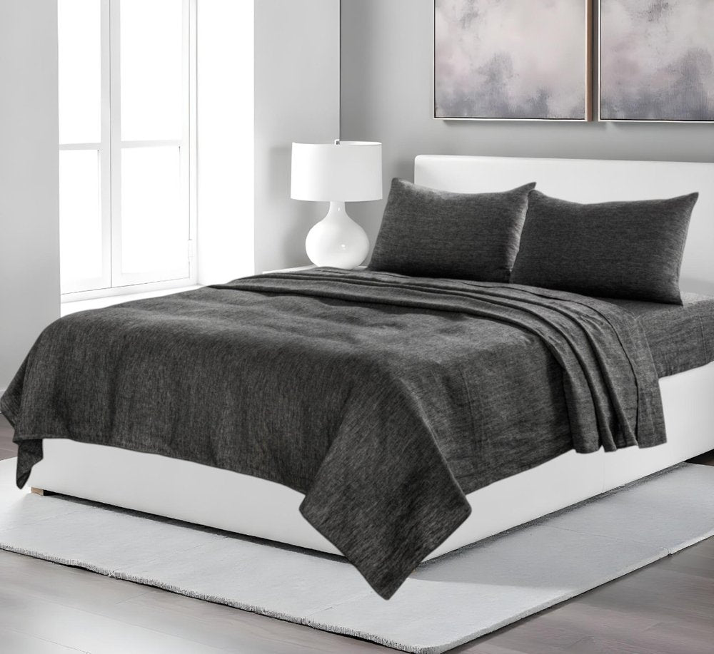 Four Piece Onyx Linen Sheet Set