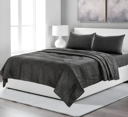 Four Piece Onyx Linen Sheet Set