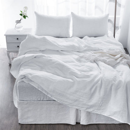 Four Piece White Linen Twin Sheet Set