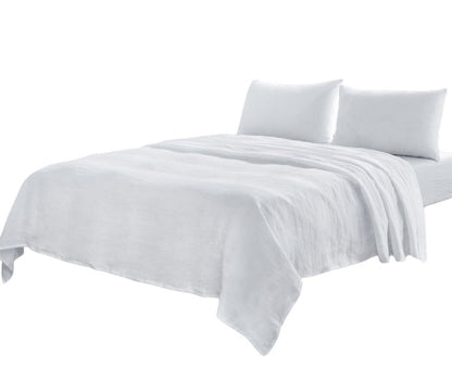 Four Piece White Linen Twin Sheet Set