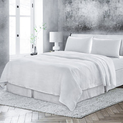 Four Piece White Linen King Sheet Set
