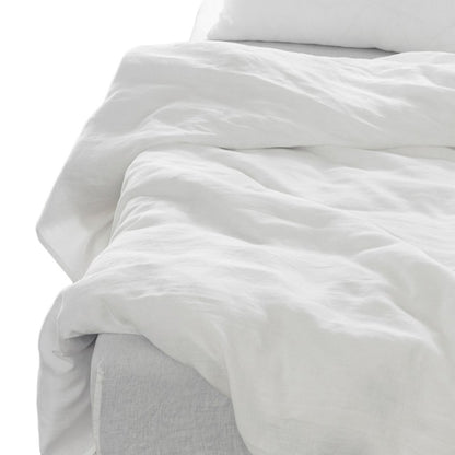 Four Piece White Linen Queen Sheet Set