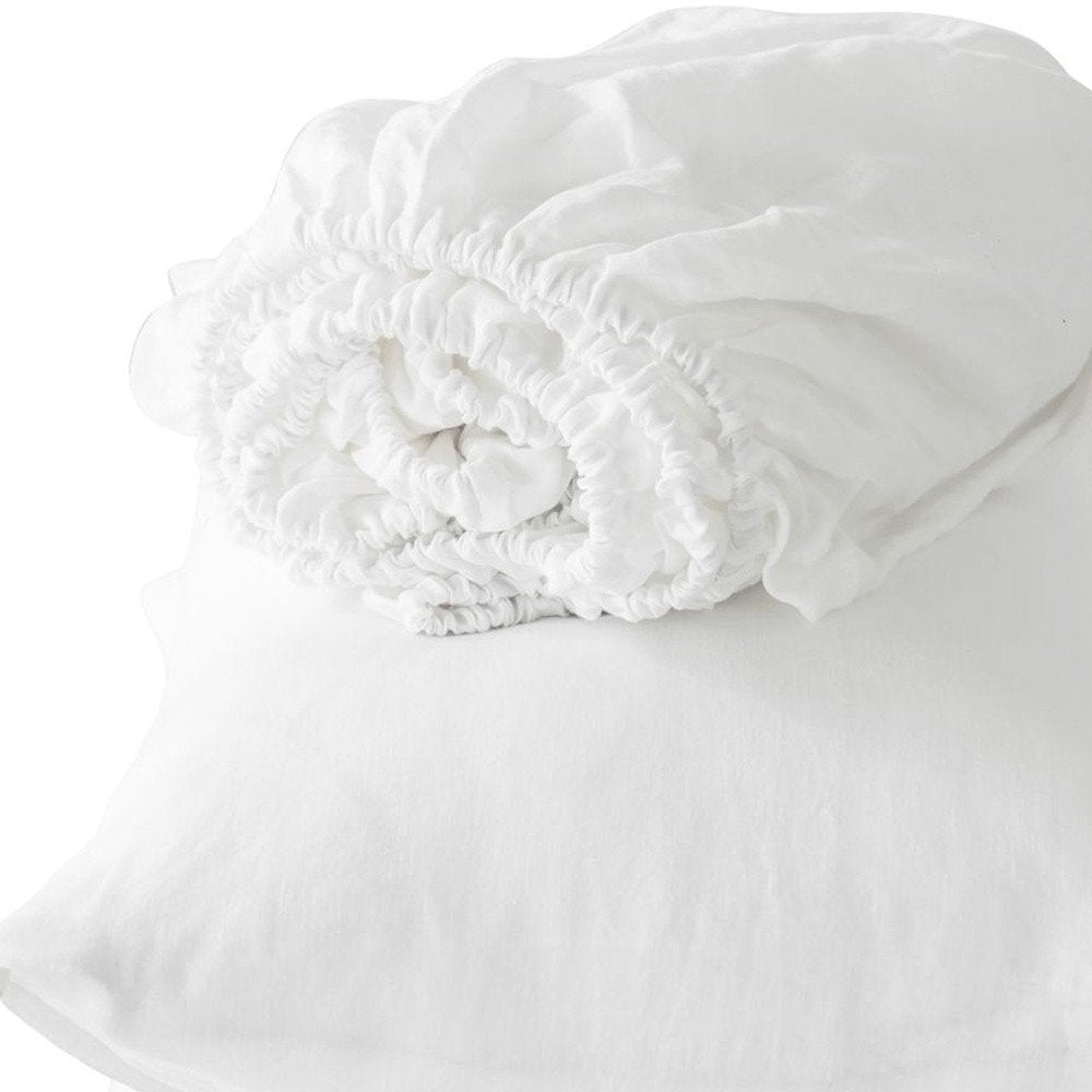Four Piece White Linen King Sheet Set