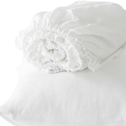 Four Piece White Linen King Sheet Set