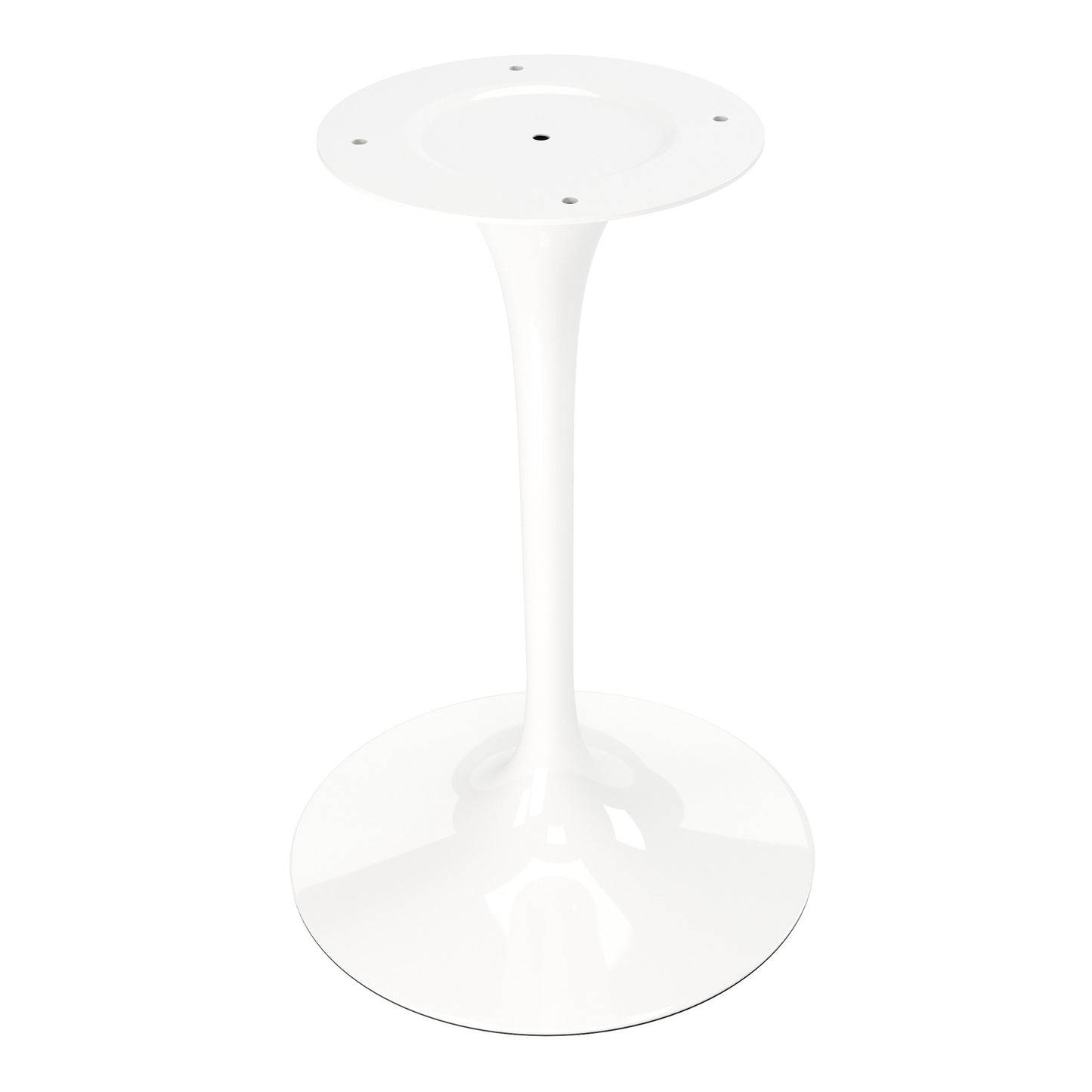 40" White Rounded Stone And Metal Pedestal Base Dining Table