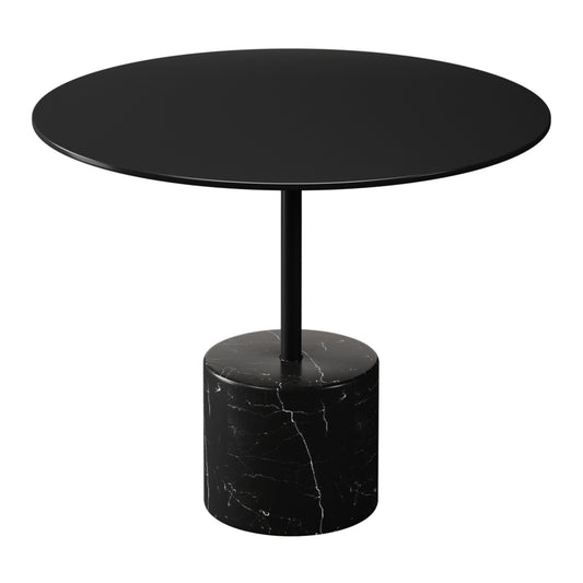 17" Black Steel And Stone Round Coffee Table