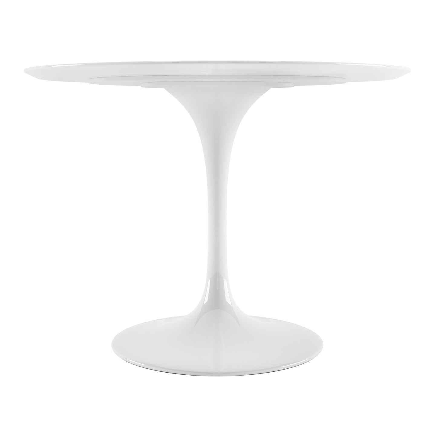 42" White Fiberglass And Metal Dining Table