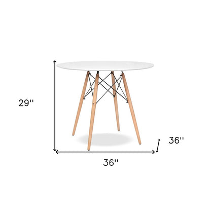 36" White And Natural Solid Wood Dining Table