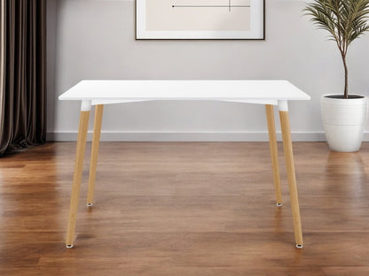 30" White And Natural Solid Wood Dining Table