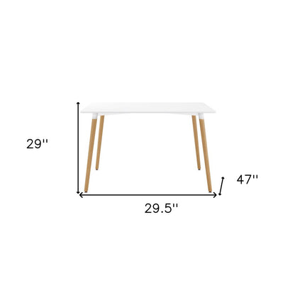 30" White And Natural Solid Wood Dining Table
