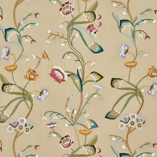 SCHUMACHER  PERENNIAL FAVORITES Vanessa Embroidery EMBROIDERIES EMBROIDERIES CHAMOIS/MULTI   - 52090