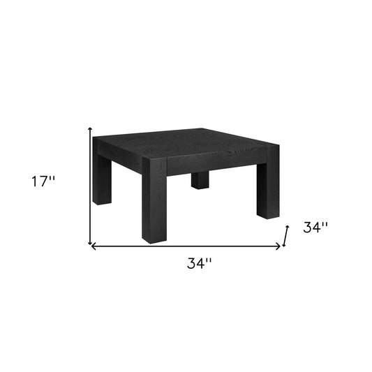 34" Black Square Coffee Table