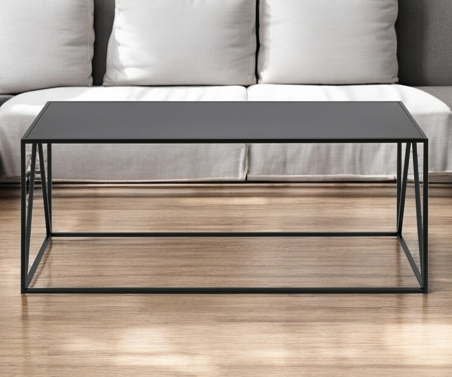 45" Black Steel Coffee Table