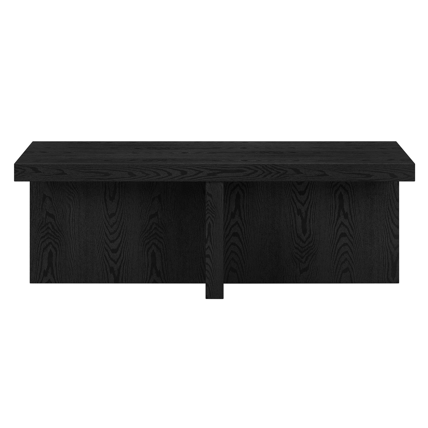 44" Black Faux Wood Grain Wide Coffee Table