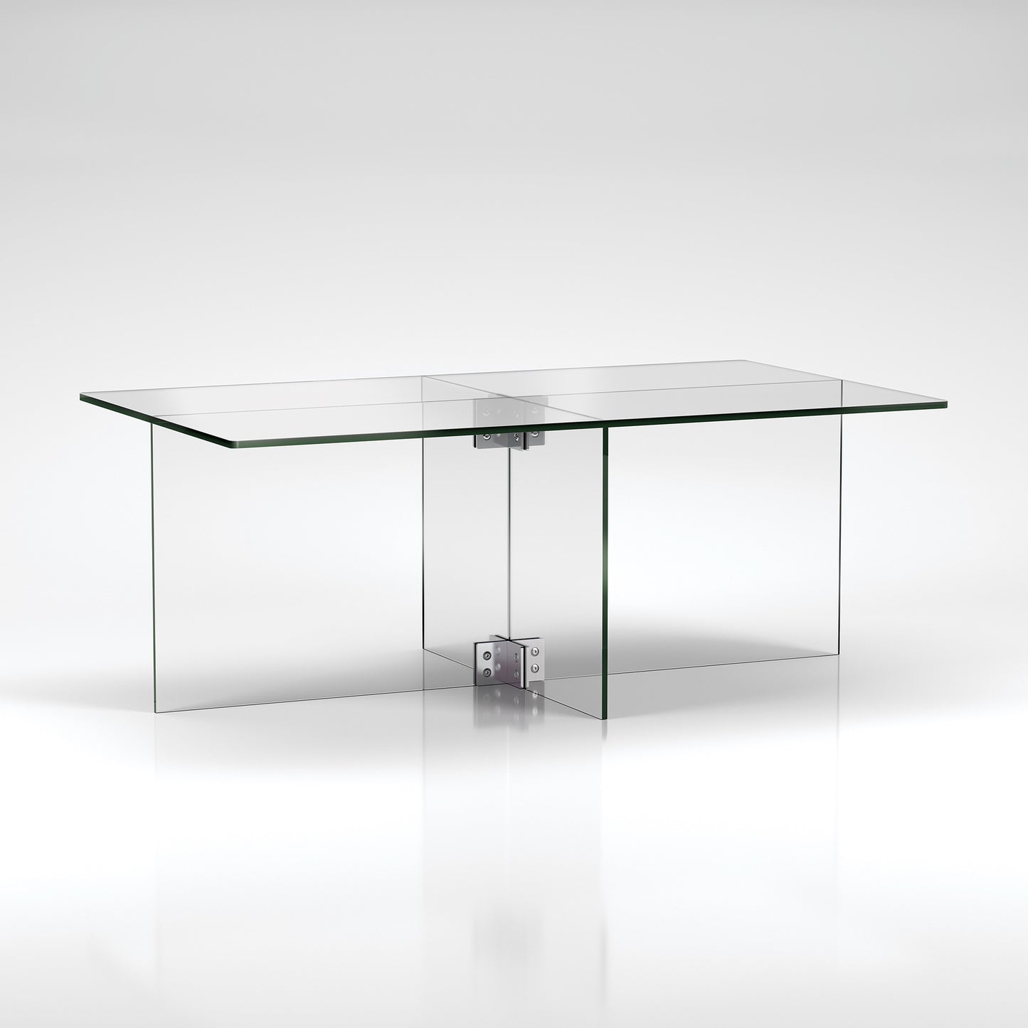 24" Clear Glass And Steel Coffee Table