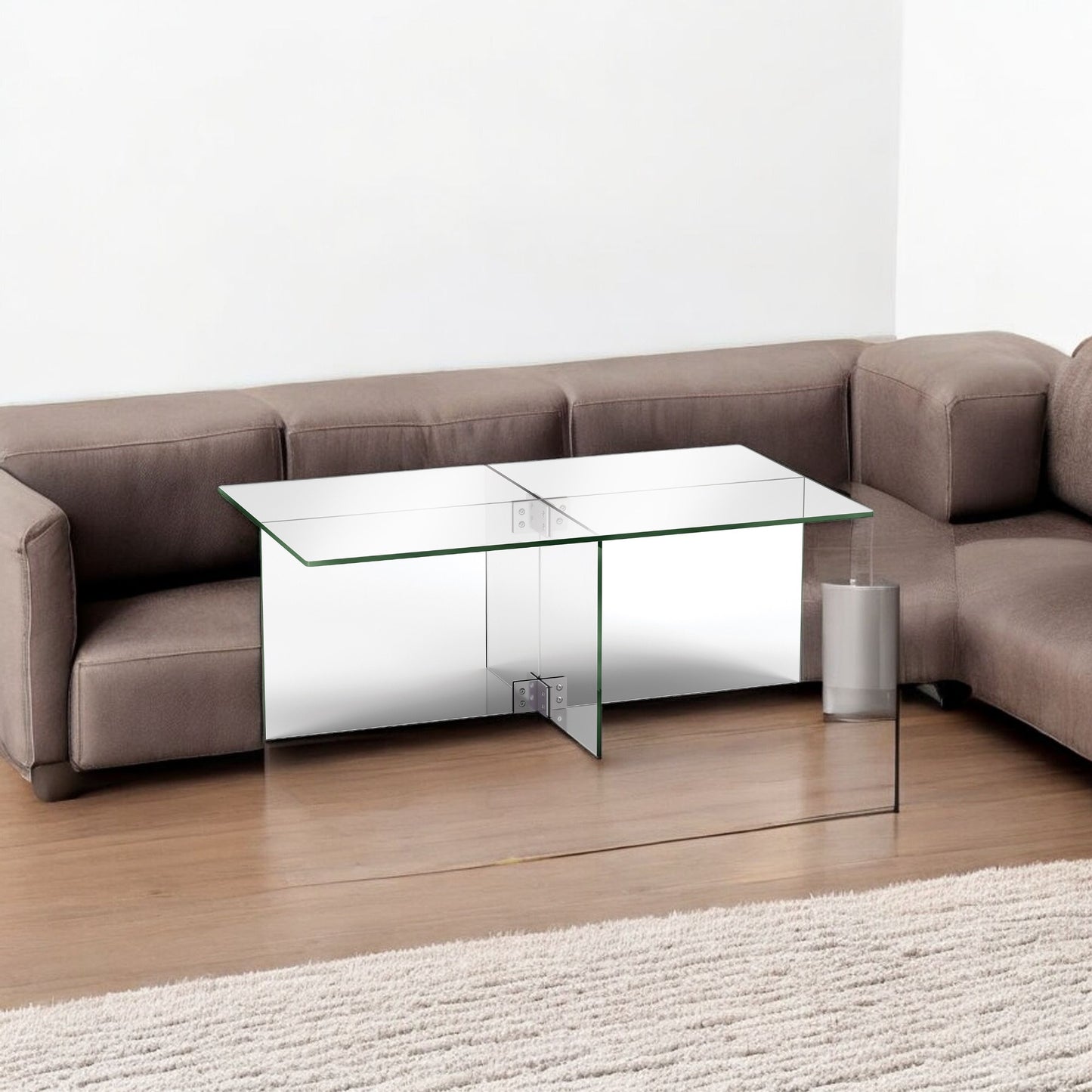 24" Clear Glass And Steel Coffee Table