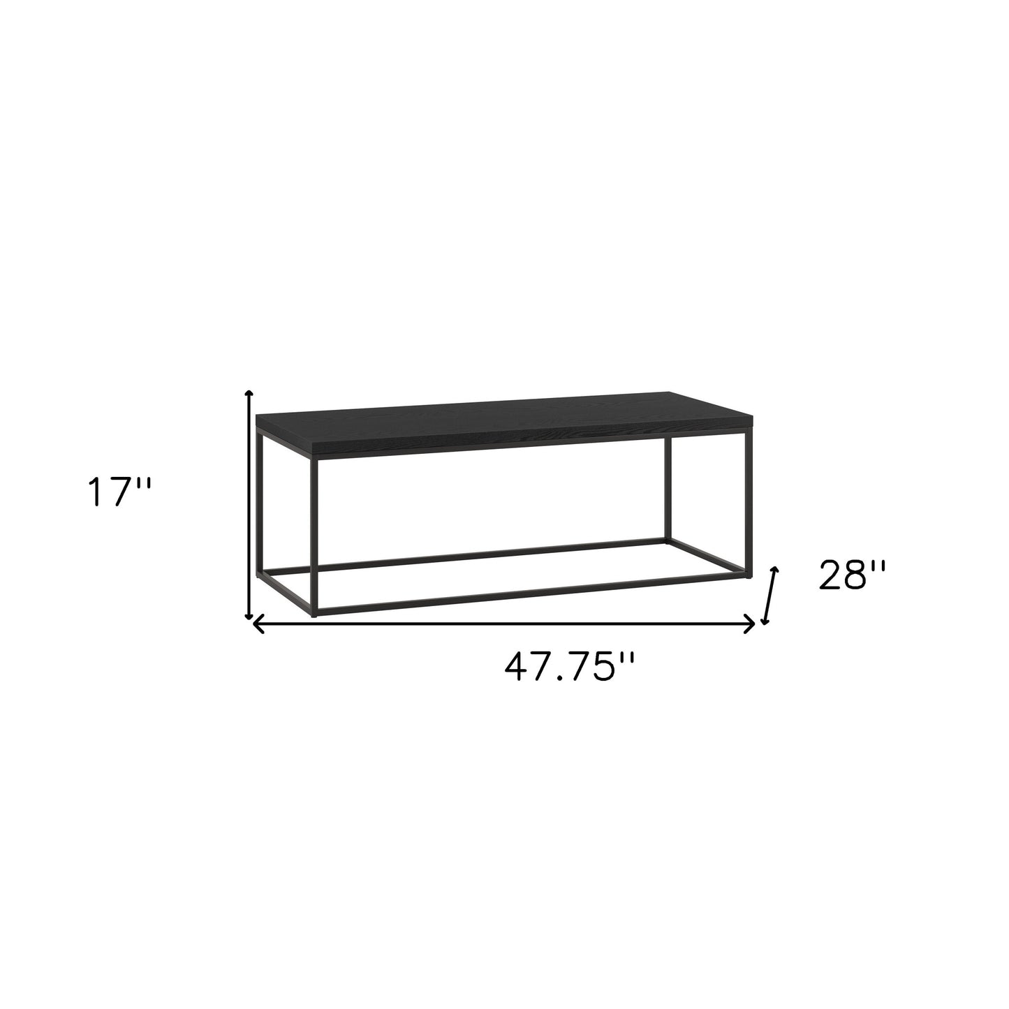 48" Black Steel Coffee Table