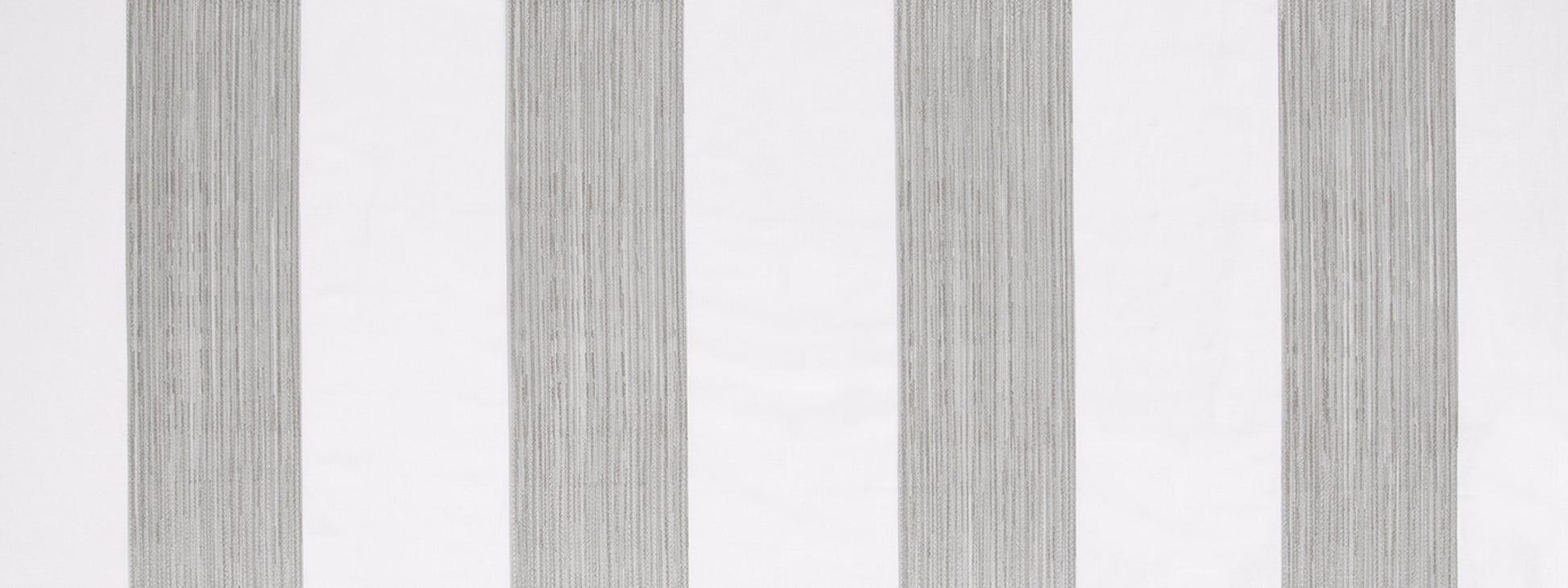 Close-up of vertical light gray striped fabric with subtle texture; minimalist pattern for curtains or upholstery.