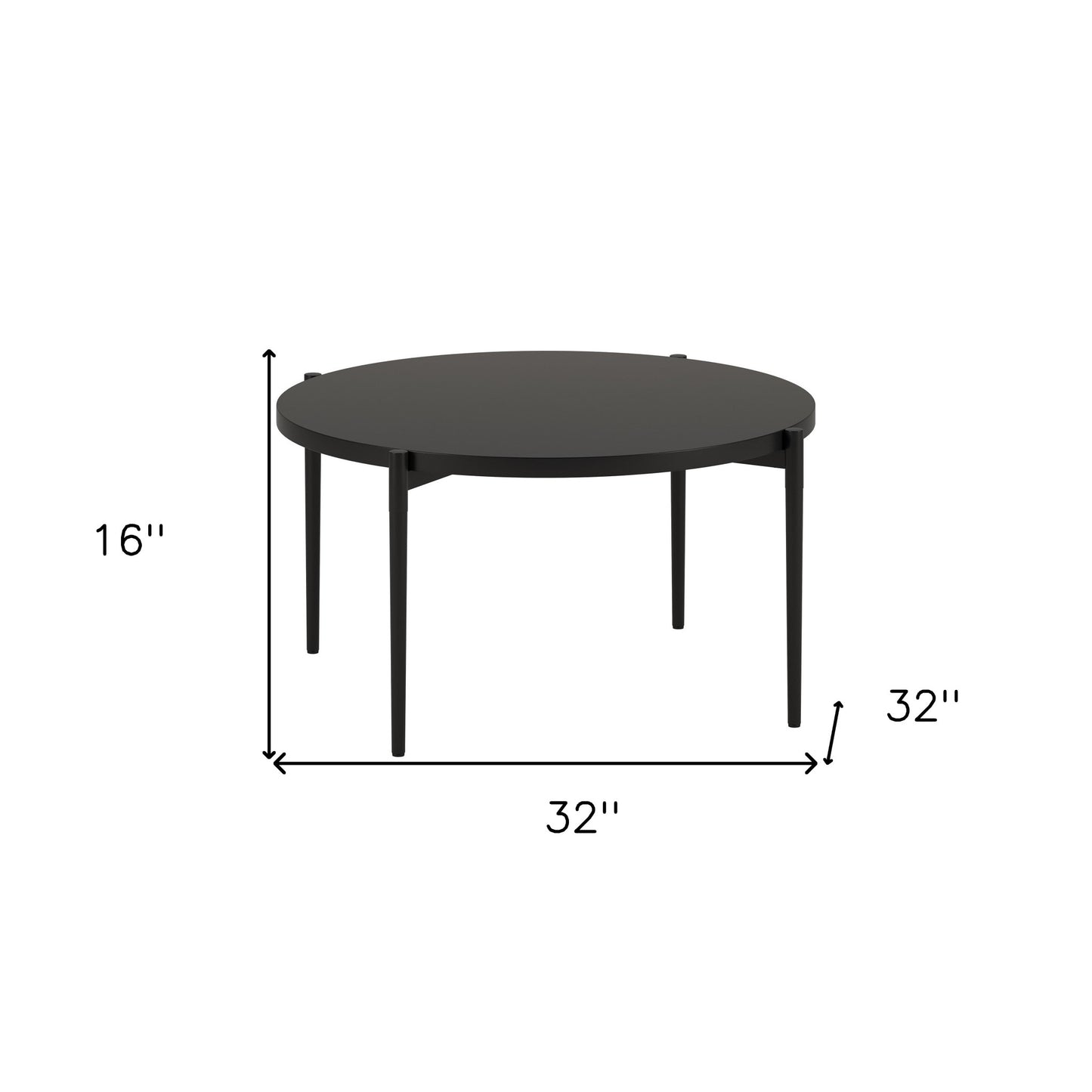 32" Black Steel Round Coffee Table