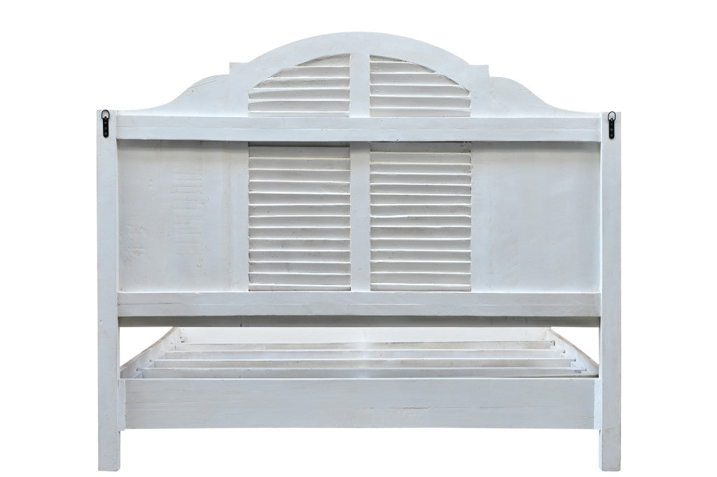 Shutter Scallop Solid Wood Queen Gray Bed