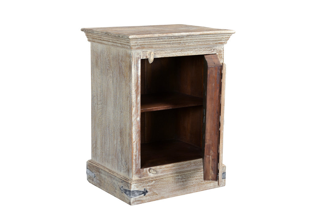 36" Distressed White Solid Wood Nightstand