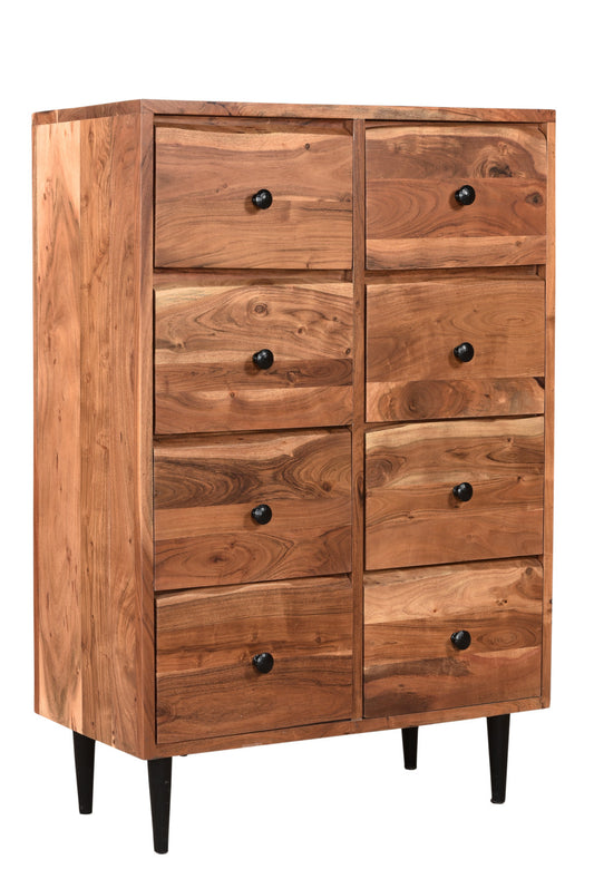 36" Brown Solid Wood Eight Drawer Chest