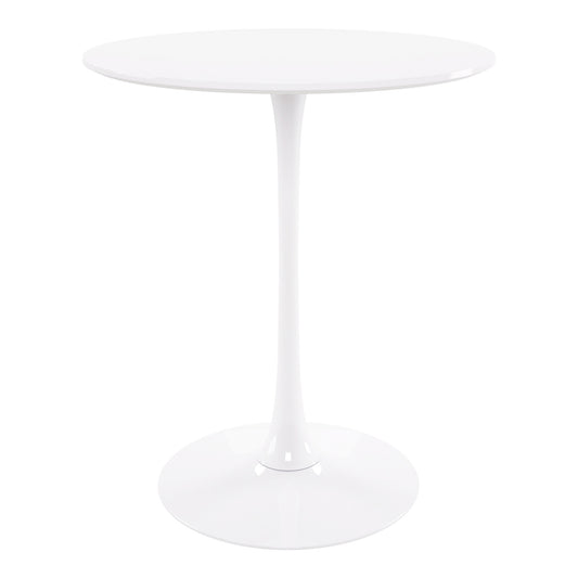 36" White Rounded Manufactured Wood and Metal Bar Table