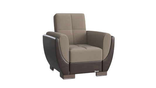 36" Brown Microfiber Tufted Convertible Chair