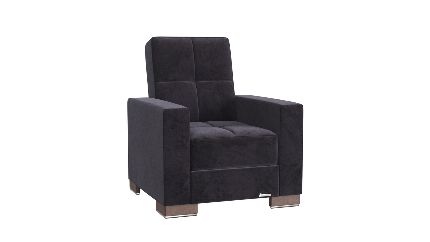 36" Black Microfiber Tufted Convertible Chair