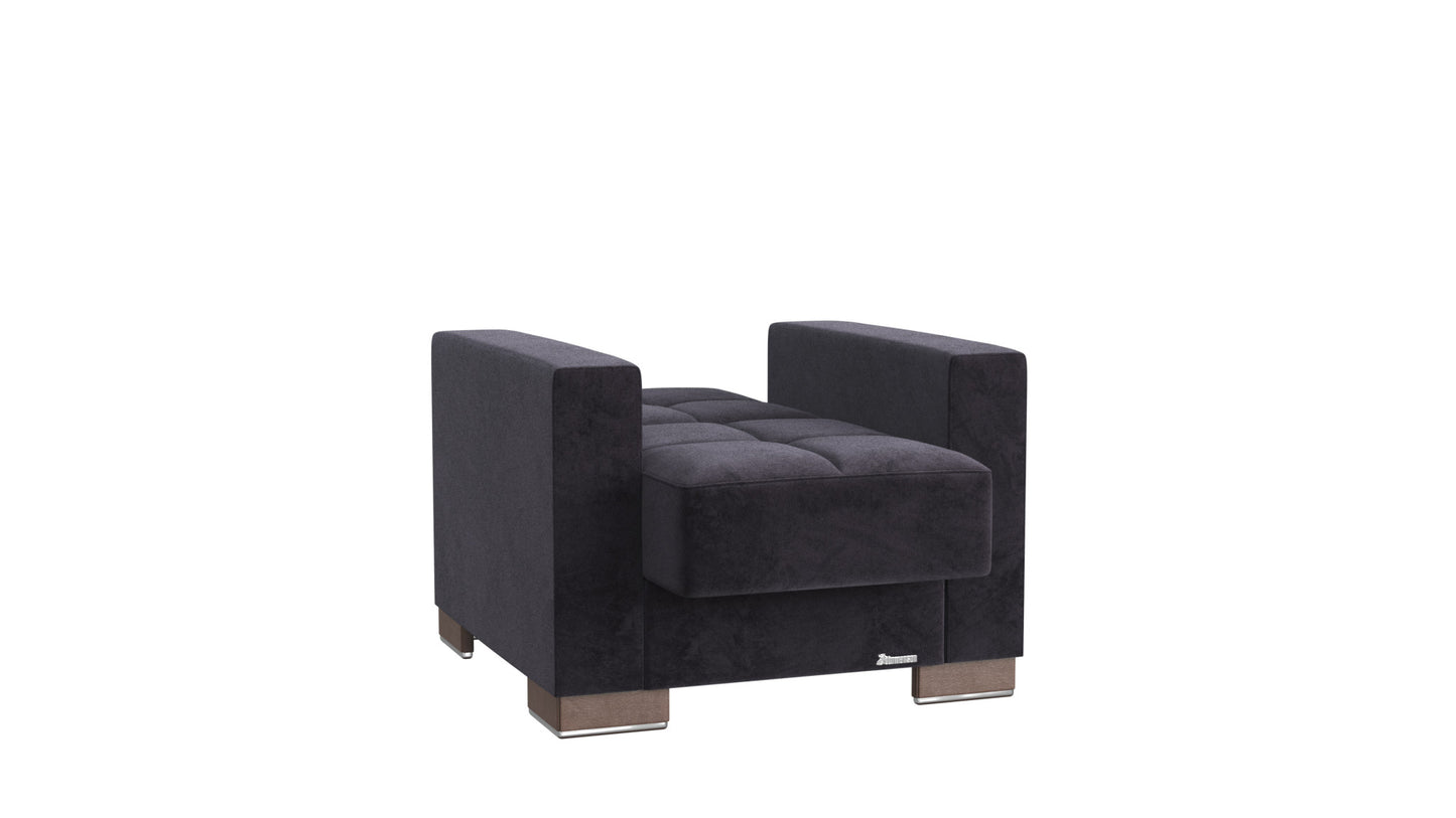 36" Black Microfiber Tufted Convertible Chair