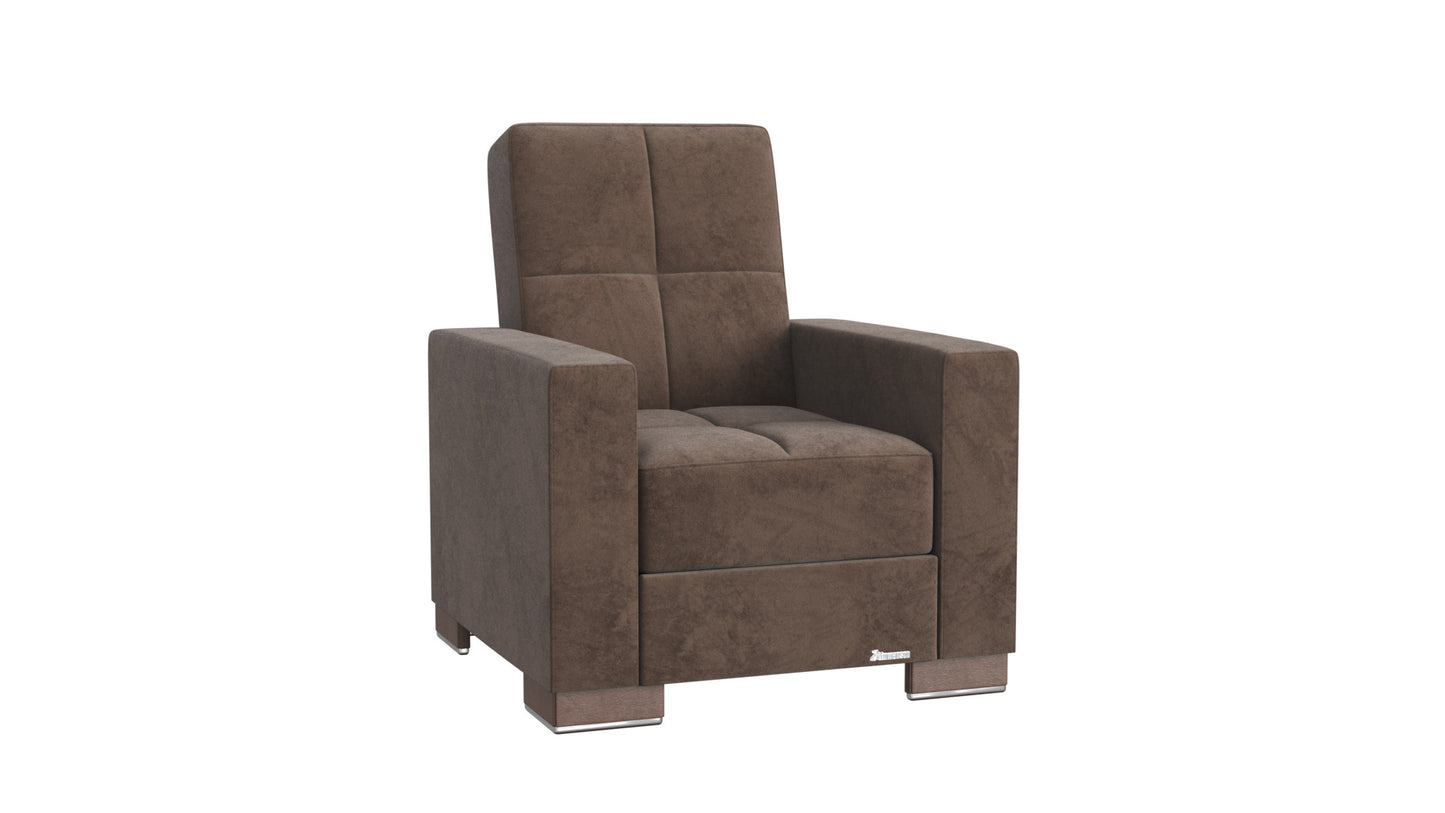 36" Brown Tufted Microfiber Convertible Chair