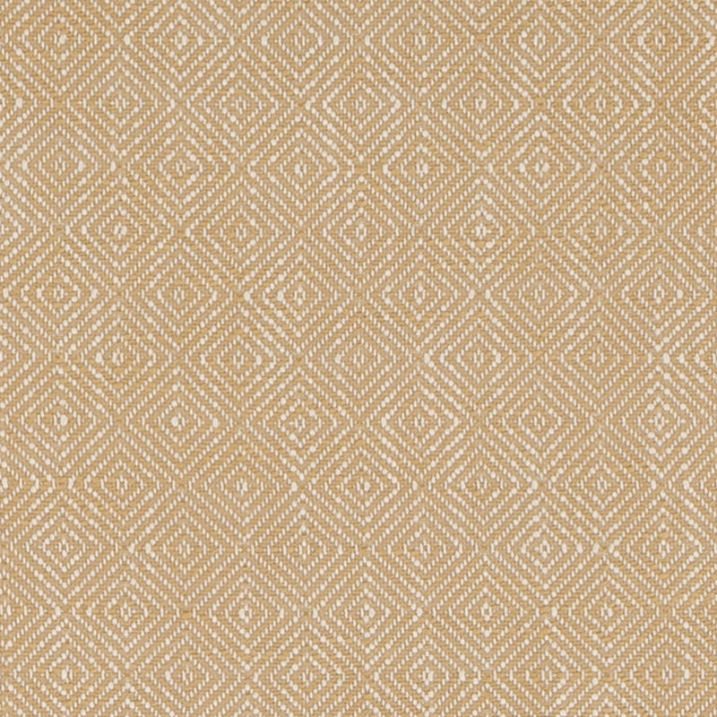Beige woven fabric with a white geometric diamond pattern; textured jacquard-style upholstery textile.