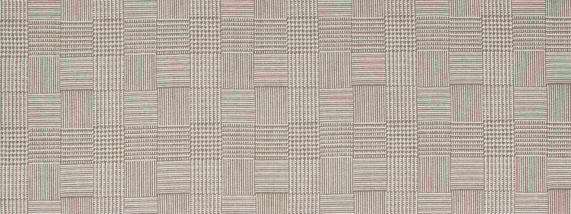 Espresso-brown woven basketweave upholstery fabric with subtle striped blocks.