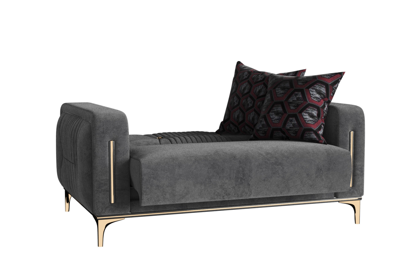 60" Gray Gold Microfiber Love Seat With Storage