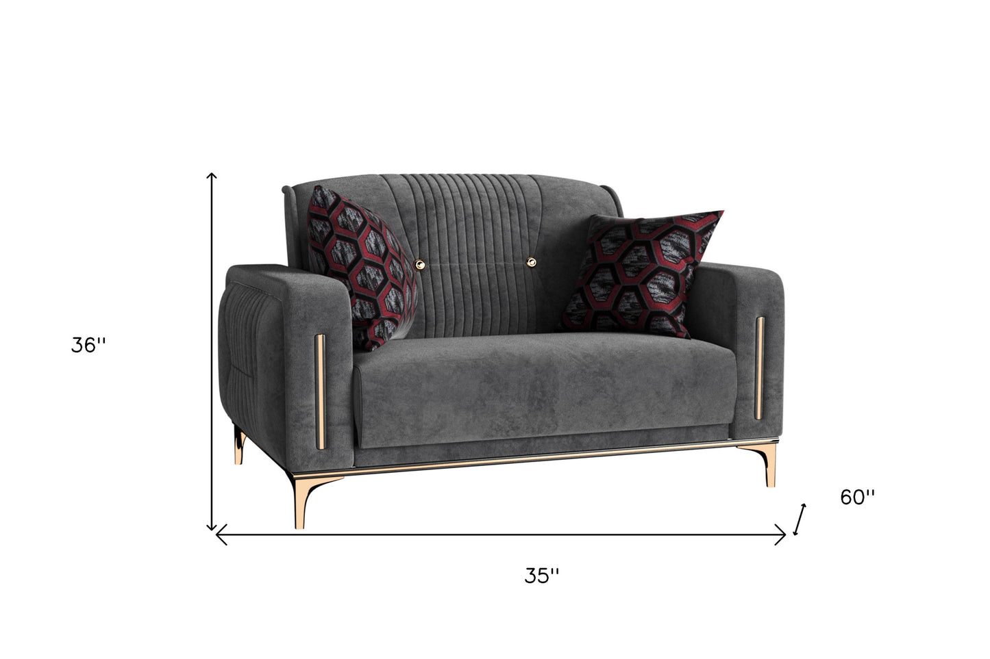 60" Gray Gold Microfiber Love Seat With Storage