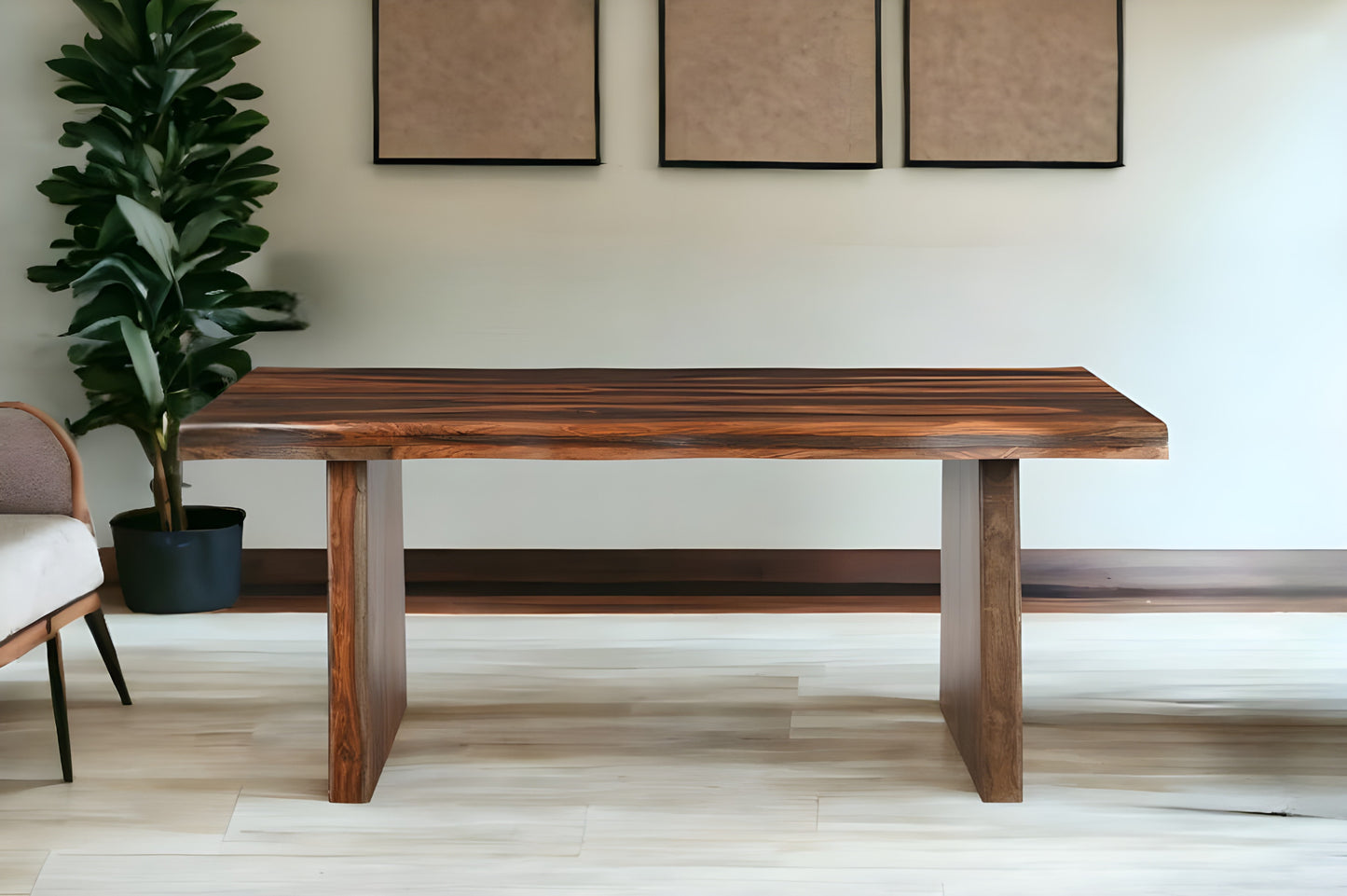 74" Dark Brown Solid Wood Dining Table