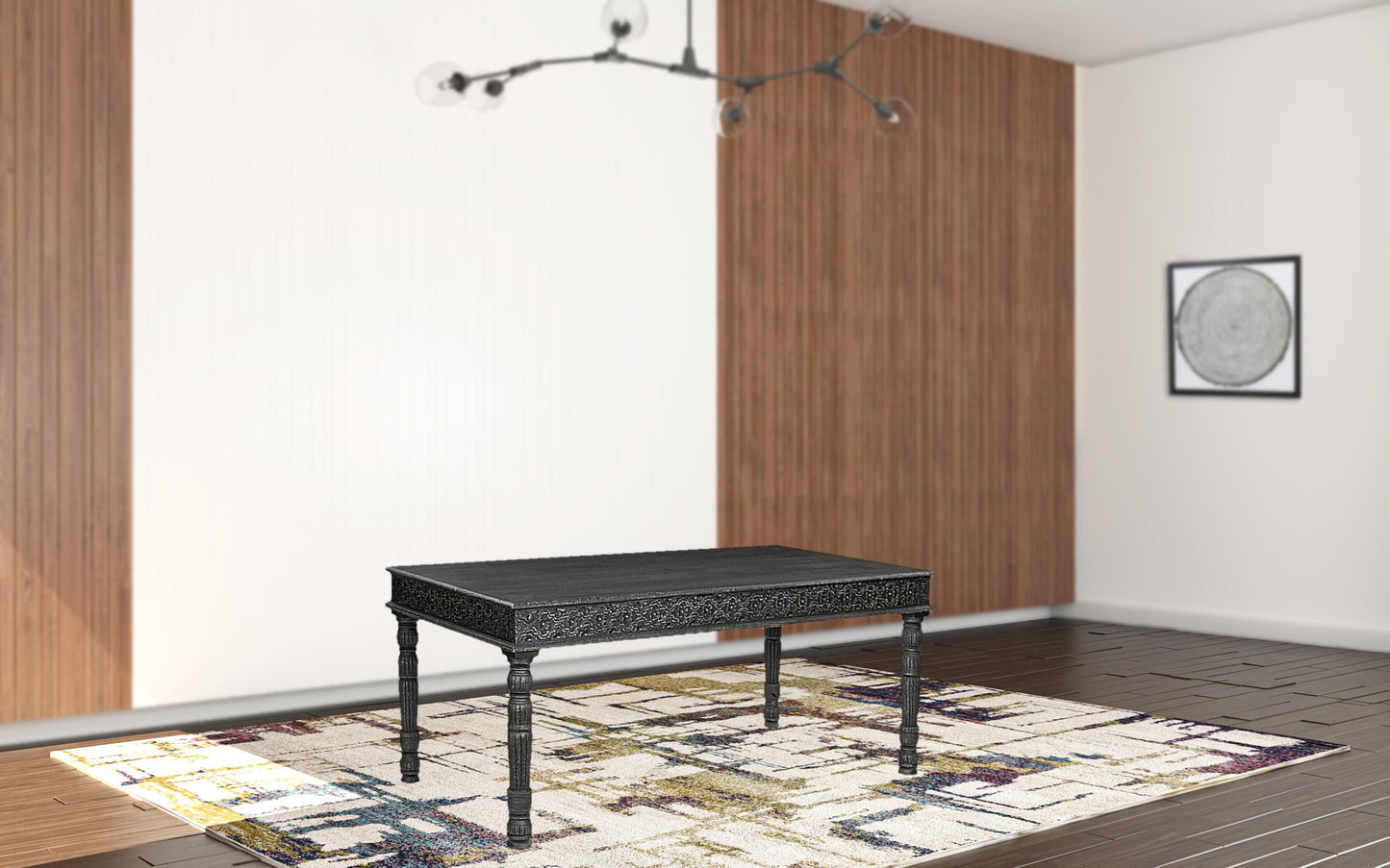 72" Black Solid Wood Dining Table
