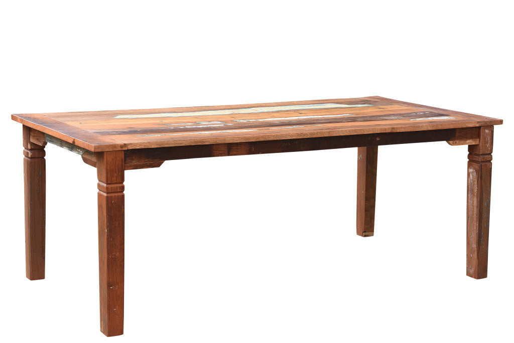 84" Brown Solid Wood Dining Table