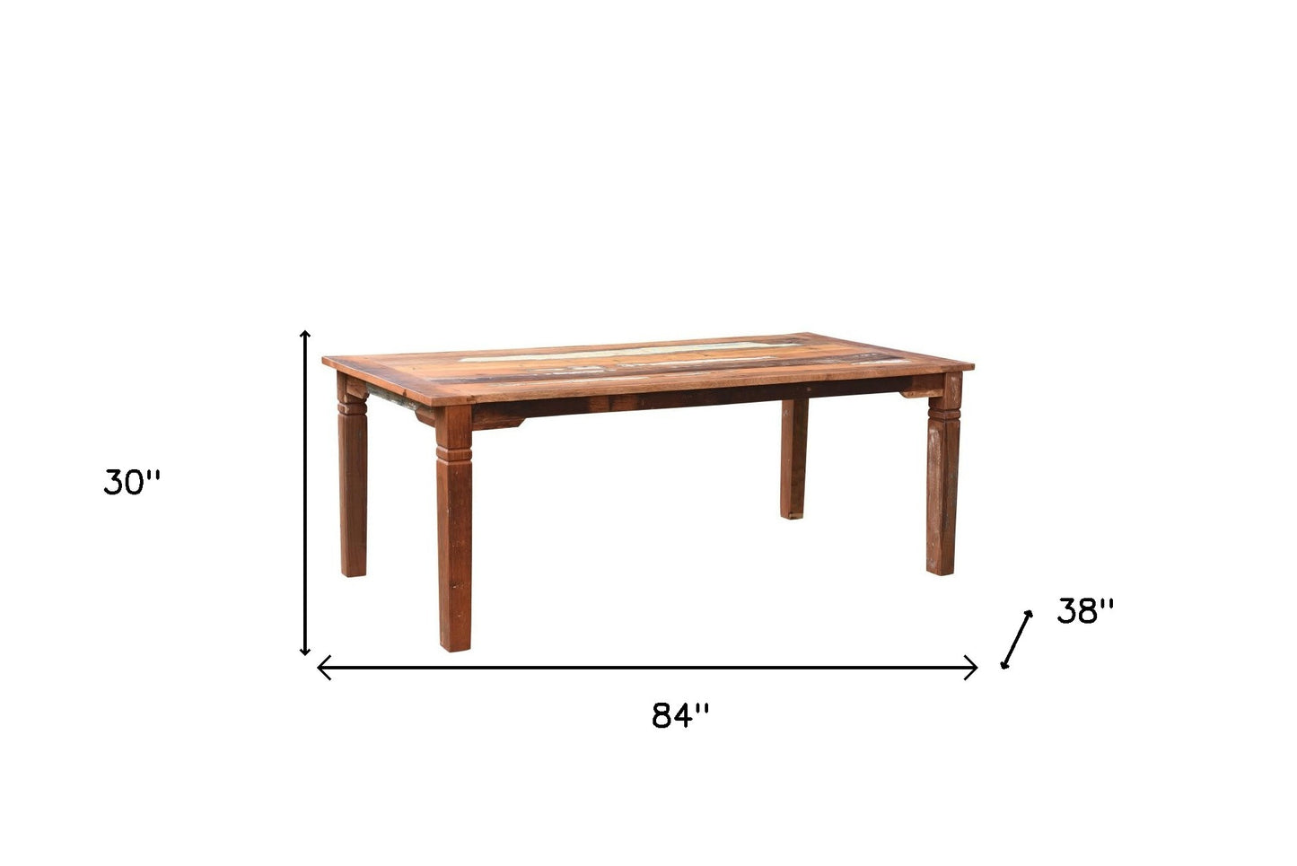 84" Brown Solid Wood Dining Table