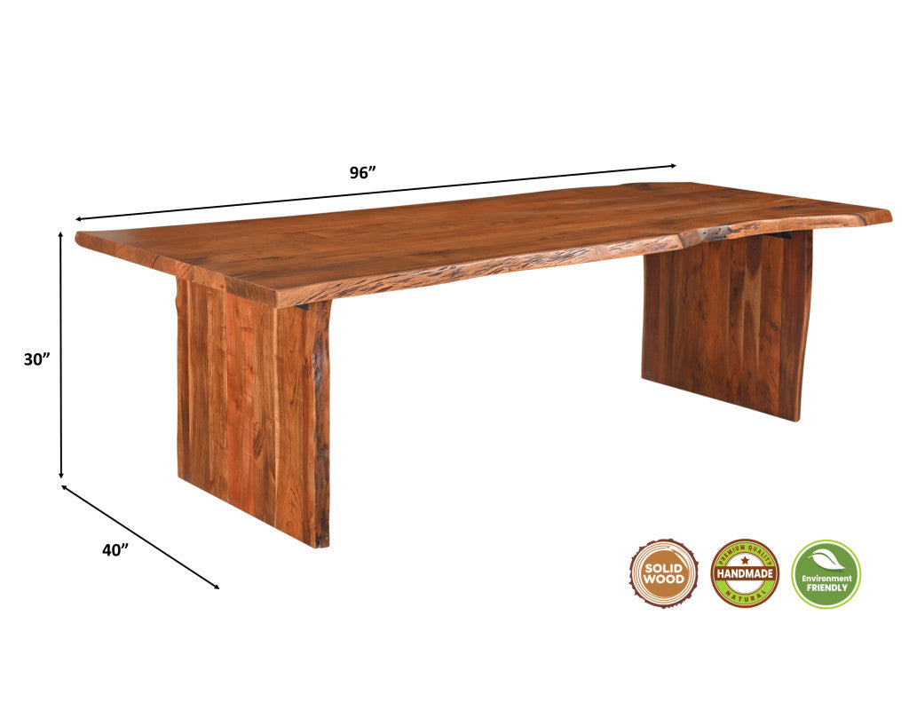 96" Brown Solid Wood Double Pedestal Base Dining Table