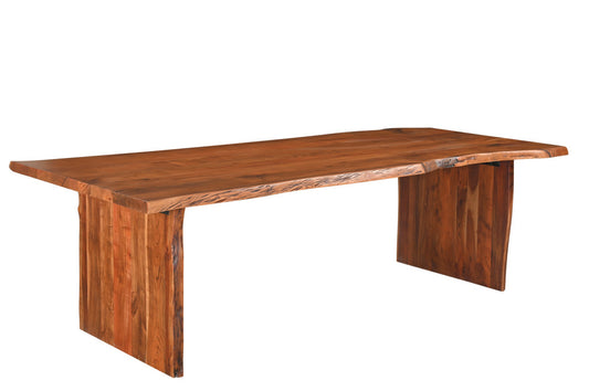 108" Brown Solid Wood Double Pedestal Base Dining Table